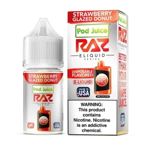 Pod Juice x RAZ Strawberry Glazed Donut TFN Salt Vape Juice 30ml - 35MG