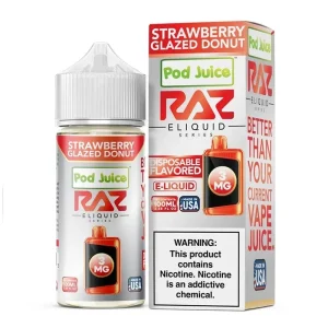 Pod Juice x RAZ Strawberry Glazed Donut Synthetic Vape Juice 100ml - 3mg