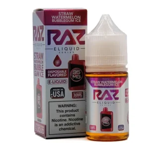 Straw Watermelon Bubblegum ICE - 35mg - Pod Juice X Raz Salt - 30mL