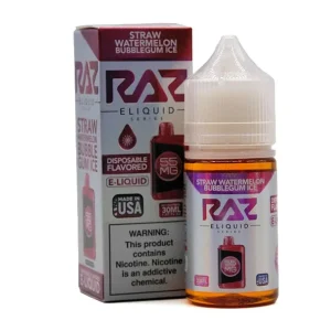 Straw Watermelon Bubblegum ICE - 55mg - Pod Juice X Raz Salt- 30mL