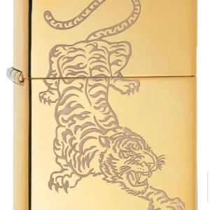 Zippo Lighter - Fierce Tiger High Polish Brass