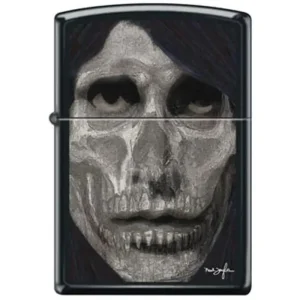 Zippo Lighter - Neal Taylor Skull Face Black Matte